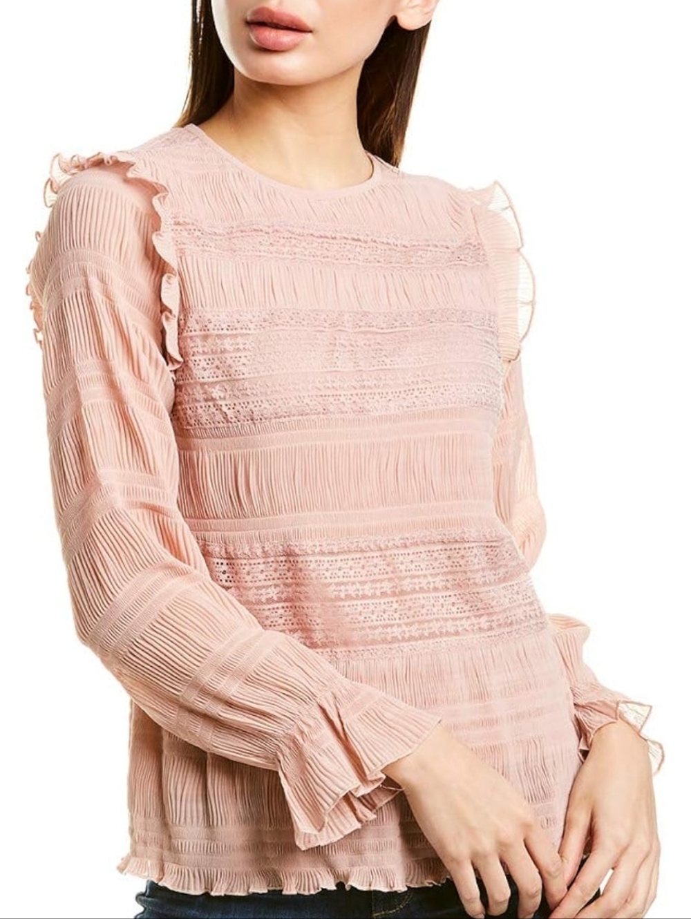 Velvet by Graham & Spencer Ynez Crinkle Georgette Cottagecore Top Size S